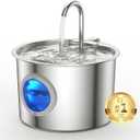 Premium Stainless Steel Cat Water Fountain 2.2L/74oz Automatic Pet Fountain Ultra-Quiet <25dB Cats Water Dispenser with Detachable Tank, Easy to Clean,Gifts for Cats, Dogs