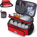 Medicine Storage Bag, Pill Bottle Organizer for Emergency, Medicine Box Empty with Small Portable Pouch, First Aid Box for Travel and Home Storage (Red)