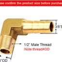 Joywayus Brass Hose Fittings 90 Degree Elbow 3/8" Barb to 1/2" NPT Male Pipe Water/Fuel/Air(Pack of 2)