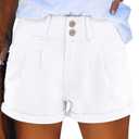 Womens Casual Mid Waist Denim Jeans Shorts Stretchy Summer Shorts for Women's Trendy (14, 01_White) (White)