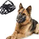 Breathable Basket Dog Muzzle - Adjustable, Prevents Biting/Chewing/Scavenging for Small/Medium/Large Dogs - Panting/Drinking Friendly, Easy Clean for Training (Muzzle 11.4-12.2 in, 44.1 lbs)
