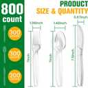 800 Count Plastic Silverware Heavy Duty,Clear Disposable Plastic Utensils Set,300 Forks, 300 Spoons,200 Knives,BPA-Free, Heat Resistant PlasticCutlery, Plasticware Bulk for Catering & Events, Daily