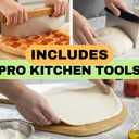 Large Pizza Stone for Oven 16 inch - Round Pizza Stone for Grill with Handles, Wood Pizza Peel and Cutter Set - Baking Stone for Bread - Pizza Making Kit Accessories - Gifts for Food Lovers