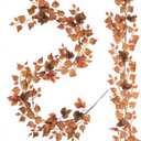 MARTINE MALL 2 Packs Fall Leaves Garland, 6.4ft/Piece Artificial Fall Foliage Garland Maple Leaves Garlands Hanging Maple Leaf Vine Thanksgiving Garlands for Farmhouse Fireplace Home Door Decor