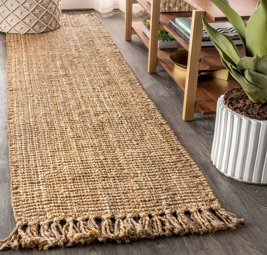 JONATHAN Y Handwoven Jute Fringe Natural Runner Rug, 2x8, Pata, Bohemian, Rustic, Cottage, Easy-Cleaning for Living Room, Bedroom, Kitchen, Non-Shedding (NRF103A-2)