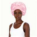 4 x Pink Satin Bonnet Silk Hair Bonnet for sleeping Adjustable Silk Bonnet Double Layer Satin Lined Hair Bonnet with Soft Elastic Band for Women Hats