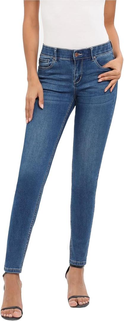 MetHera Women's Le Mel Classic Mid Rise Stretch Skinny Shaping Jegging Denim Jeans (16S, Blue Rose)