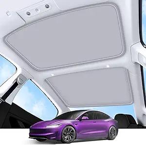 2026 Upgrade Sunshade Roof For Tesla Model 3 Highland 2022-2026 [No-Gap/Sag-Free] Heat Insulation Glass Roof Sunshade Sunroof for Tesla Model 3 Accessories 2026 2025 2024 202 2022 Beige