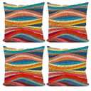 Likjad Colorful pillow covers set of 4,mid century modern decor throw pillow covers 18x18,boho pillow covers,Bohemian Print pillow covers,rainbow pillowcase,Bohemia decorate for livingroom bedroom