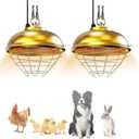 2-Pack Heat Lamp for Chickens, 170W & 350W Adjustable Heating Temperature and Hanging Height, Chicken Coop Brooder Heater, Carbon Fiber Heating Lamp for Chicks, Ducks, Rabbits, Cats, Dogs, Livestocks