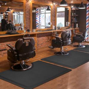 Barber Salon Chair mats for Hairstylist Standing Anti Fatigue 3'x4' Barber Shop Salon Floor Mat - Black Square Hair Floor Mat 1/2" Thick, Hair Cutting Hairdressing Equipment