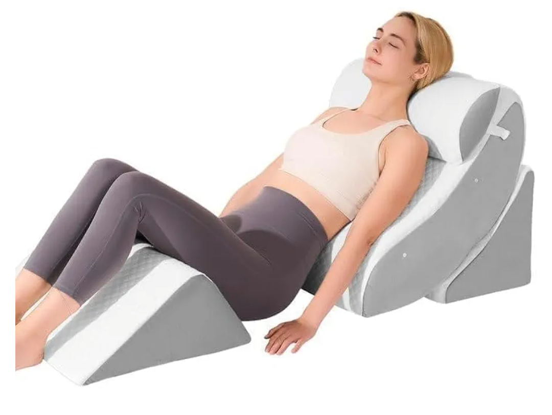 4 PCS Wedge Pillow Set for After Surgery, Memory Foam Orthopedic Bed Wedge Pillow Set, Adjustable Bed for Sleeping, Acid Reflux Relief, Post Surgery Recovery, Back Support, Leg Elevation, Gery