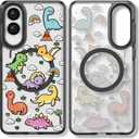 Magnetic for Samsung Galaxy S25 Edge Magsafe Case Cute Aesthetic - Durable Shockproof 6.6 ft Drop Impact Phone Case Cover with Funny Fashion Baby Dinosaur Design 6.7" Black
