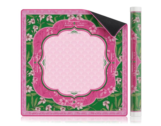 Virora Mahjong Mat for Table, American Mahjong Mat with Rules, 3MM Non-Slip Rubber Noise Reduction Mah Jongg Pad, 32.7x32.7in Rolled No Creases Waterproof Mahjong Table Cloth for Mah Jong & Card Games