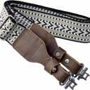 Aisin Gioro Rifles Slings, 2" Wide Weave Cotton Slings with Double Layer Crazy Horse Leather Ends and for Rifles and Shotguns, Equip Sling Swivels (Retro green weave)