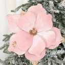 Norme 6 Pcs Large 16'' Christmas Flower Magnolia Flowers Christmas Tree Decoration Velvet Magnolia Artificial Xmas Ornaments for Xmas Tree Table Decor Wedding Centerpiece (Pink)