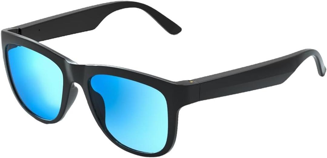 Smart Glasses for Women Men,UV400 Polarized Lenses, Bluetooth Glasses with Speakers, Open Ear Sound, Call/Music,Voice Assistant, Hands Free Calling, Bluetooth Sunglasses Indoor Outdoor Activities-Blue (Black)