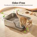 Stainless Steel Cat Litter Box, 19.5"L x 13.6"W x 6"H Metal Cat Litter Box with Low Entry for Senior, Injured Cats Anti-Slip Non-Stick No Odor Easy to Clean for Most Cats with Weight of 22Ibs or Less