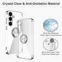 Tnarru Designed for Samsung Galaxy S24 Clear Case with Stand [Magnetic Ring Holder Kickstand] Soft TPU Bumper Non-Yellowing Anti-Scratch Lightweight Slim for Samsung Galaxy S24 Case Silver