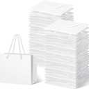 Honoson 100 Pcs Thicken White Mini Gift Bags with Handles, 3.9 x 4.7 x 2.4 Inch Small Paper Goodie Shopping Bags for Small Business Party Wedding Gift Wrap Valentine