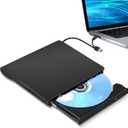 External CD/DVD Drive for Laptop, Type-C CD/DVD Player USB 3.0 Portable Burner Writer Reader Compatible with Mac MacBook Pro/Air iMac Desktop Windows 7/8/10/XP/Vista (Black)