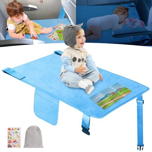 Gocozy Toddler Airplane Bed, Travel Essentials for Kids, Soft Toddler Airplane Travel Essentials with Sticker Book, Light Blue