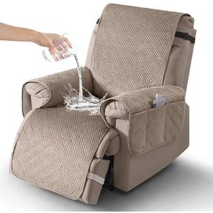 Timeles Waterproof Recliner Chair Covers,Small Recliner Covers for Recliner Chair with Pocket,Washable Chair Cover that Stay in Place for Pets & Dogs (Small: 20",Taupe)