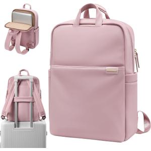 Slim Laptop Backpack for Women, Lightweight Business Backpack for Women Computer Bag Purse for Commuting, Fit 17.3 Inch, Pink