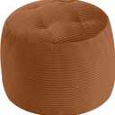 MeMoreCool Stuffed Round Pouf Ottoman Foot Rest, Floor Pouf Foot Stool with Soft Foam Chunk Filling, Round Small Ottoman Footstool Circle Footrest for Couch Living Room, Corduroy Coffee