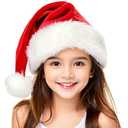 TCJJ Christmas Hats for Kids Santa Hat Unisex Holiday Red Velvet Double Layer Xmas Hat for New Year Festive Party
