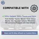 14 Inch Dual-Tone Black & Silver Wheel Covers Hubcaps for Steel Wheels, Set of 4, Adjustable Snap-On Design for Most Sedans, SUVs, Trucks & Vans, Tool-Free Install, 16-inch