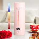 CHACEEF Travel Kettle Upgraded, Portable Electric Kettle, 350ml Small Electric Kettle with 5 Variable Presets, 304 Stainless Steel Mini Hot Water Boiler with Auto Shut-Off & Boil Dry Protection, Pink