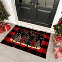 Christmas Outdoor Rug Set, Christmas Tree Door Mat Combo Set, Welcome Mat + 28 x 43 inch Red Black Buffalo Plaid Rugs, Checkered Christmas Trees Rug for Porch Entryway Winter Holiday Outdoor Decor