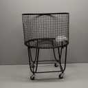CosmoLiving by Cosmopolitan Metal Storage Cart Deep Set Rolling Mesh Laundry Basket , 18" x 18" x 24", Black (17" x 17" x 25")