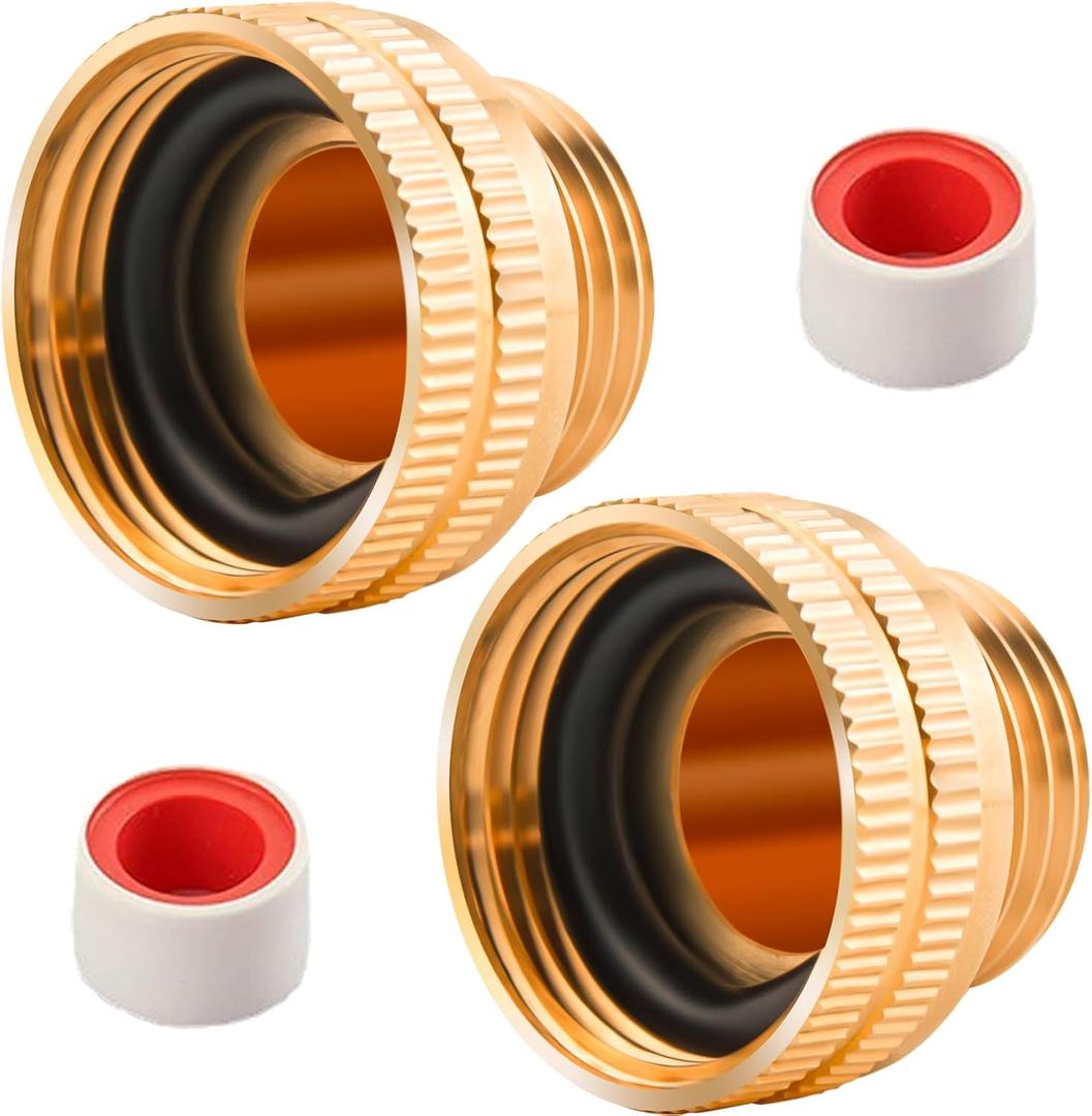 2 PACK 1" FNPSH Female to 3/4" GHT Male Garden Hose Adapter, Solid Brass Heavy Duty Connector for Pump, Utility Water Transfer, Irrigation