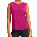 YYV Women's Workout Tank Tops Lightweight Sleeveless Workout Tops Loose Fit Yoga Athletic Running Shirts(Rose Red Small) (Pink, S)