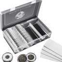 MUDOR 41 mm Coin Holder, 60 Pieces Silver Dollar Capsules with Foam Gasket, Professional Storage Case Box for Coin Collection
