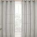 YoungsTex Dark Grey Linen Curtains 63 Inch Length for Living Room Windows, Textured Light Filtering Drapes with Bronze Grommet Privacy for Bedroom, 2 Panels, 52 X 63 Inch