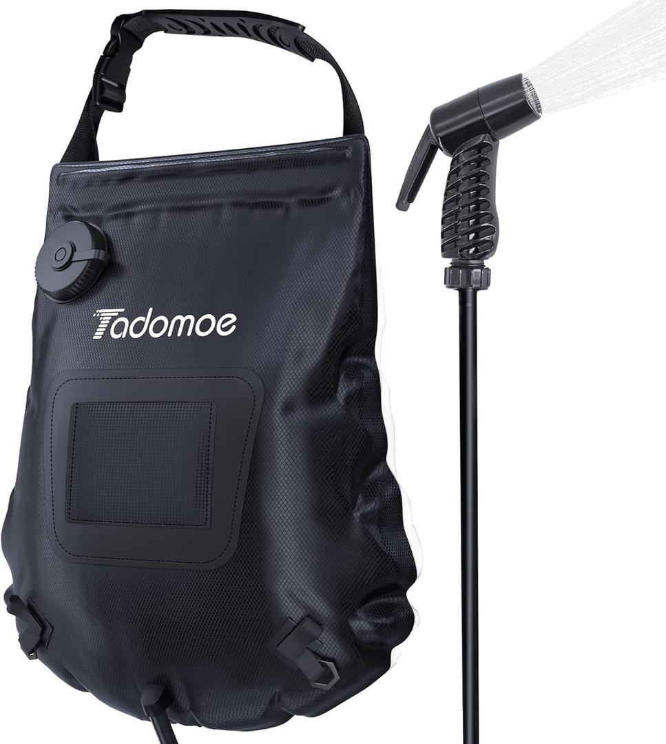 Portable Shower for Camping with 5-Gallon Solar Shower Bag,Temperature Gauge & Dual Spray Modes,Solar Heating PVC for Hot Showers,Perfect for Camping,Hiking,Beach Trips & Outdoor Adventures Portable Shower for Camping with 5-Gallon Solar Shower Bag,Temperature Gauge & Dual Spray Modes,Solar Heating PVC for Hot Showers,Perfect for Camping,Hiking,Beach Trips & Outdoor Adventures
