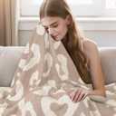 MACEVIA Knit Leopard Throw Blanket 50" x 60" Super Soft Cozy Cheetah Print Blanket for Couch Sofa Bed, Warm Animal Christmas Blanket Gift for Women (Leopard Brown)