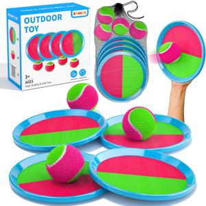 Bennol Toss and Catch Ball Game for Kids, 4 Paddles, 4 Balls & Storage Bag, Outdoor Toys for Ages 3-10, Yard Backyard Beach Games