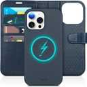 TUCCH Case for iPhone 15 Pro Max Detachable Case Wallet, Removable [2 in 1] Wireless Charging Stand RFID Blocking 4 Card Holder PU Leather Magnetic Folio Compatible with iPhone 15 Pro Max, Dark Blue