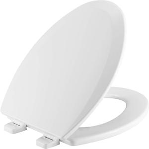 Bemis 1500TTT Durable Wood Toilet Seat, Secure Hinges Stay Tight, Made in USA, Elongated, White