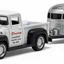 VIIGER Pickup Truck Trailer Towing Toy Camper RV Motorhome Toys for Boys Diecast Model Car Metal Pull Back Toy Cars, 3 4 5 6 7 Year Old Toddler Kids Birthday Gifts Cake Topper Home Office Dcor White