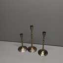 Vintage Taper Candle Holders Set | Handmade 3-Piece Candlestick Decor for Table Centerpiece, Farmhouse Kitchen & Party Lighting (Bronze)