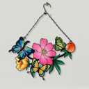 Jusimux Metal Butterfly and Flower Wall Art Decor for Your Patio, Garden, Fence Art Decor, Indoor and Outdoor HangingGift for Family Friends