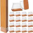 28Pcs Chair Leg Floor Protectors Rectangle for Hardwood Floors Silicone Caps Covers Felt Furniture Pads Clear Chair Sliders, Protect The Floor from Scratches(Fit:L 2"2.5",W 1"1.5")