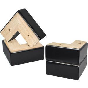 AORYVIC Solid Wood Legs for Furniture, L-Shaped Bed Risers, Furniture Legs for Sofa Couch Dresser Cabinet Table, Couch Sofa Feet, Furniture Risers, Bed Lifters 4 Pack (Black, 2 inch)