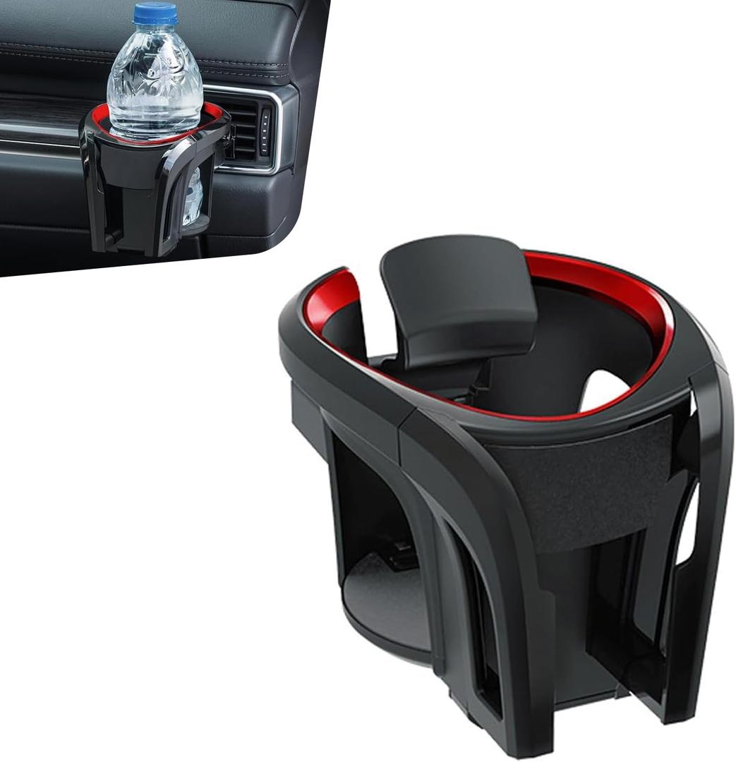 Car Cup Holder & Phone Mount, Multi-functional Air Vent Stand with Anti-slip Silicone Pad, ABS Adjustable Noise-reducing Bracket, Interior Storage Accessory for Most Vehicles (Black)