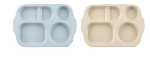 2 PACK RUIBOLU Large 12 Inch Divided Plates for Kids Adults, Wheat Straw Portion Control Plate, Reusable Plastic Compartment Plates,Unbreakable Dinner Plates Dessert Plates, BPA Free